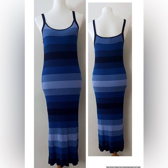 Banana Republic Sweater Knit Blue Bodycon Midi Dress - Picture 1 of 3